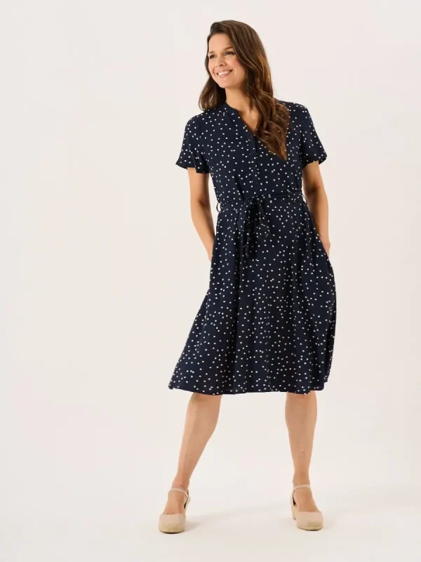 Quba & Co Navy And White Spot Fit And Flare Dress - Norah Outlet