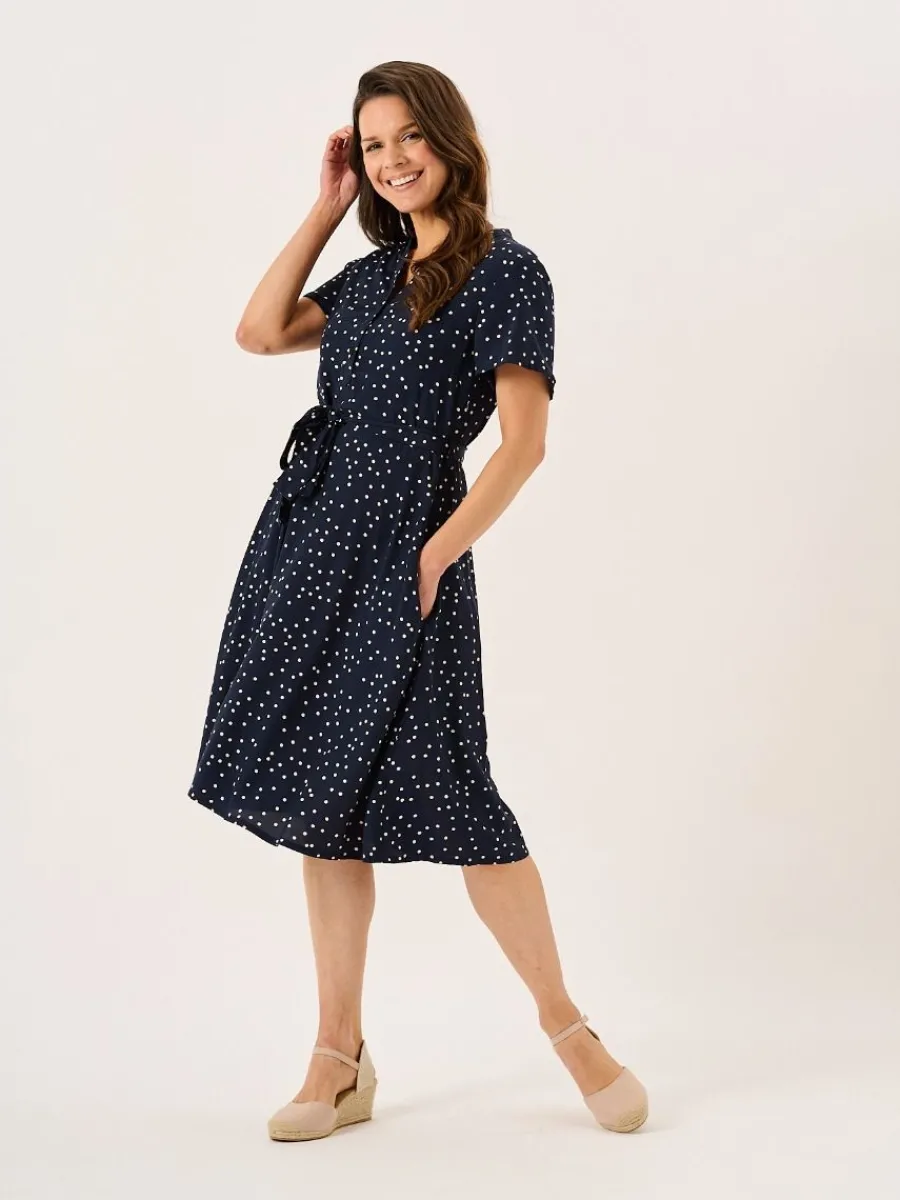 navy_and_white_spot_fit_a_6.webp Quba & Co Navy And White Spot Fit And Flare Dress - Norah Outlet