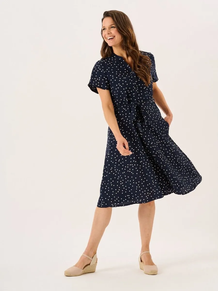navy_and_white_spot_fit_a_7.webp Quba & Co Navy And White Spot Fit And Flare Dress - Norah Outlet