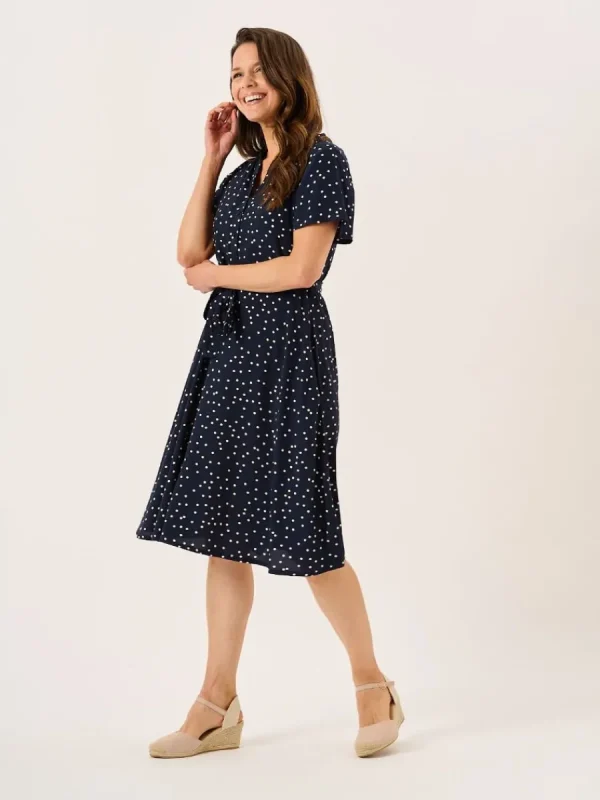 Quba & Co Navy And White Spot Fit And Flare Dress - Norah Outlet