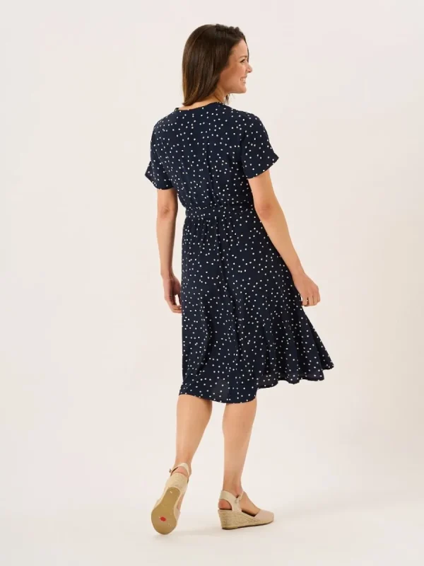 Quba & Co Navy And White Spot Fit And Flare Dress - Norah Outlet