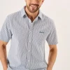 Quba & Co Navy And White Striped Seersucker Short Sleeve Shirt - Durst Online