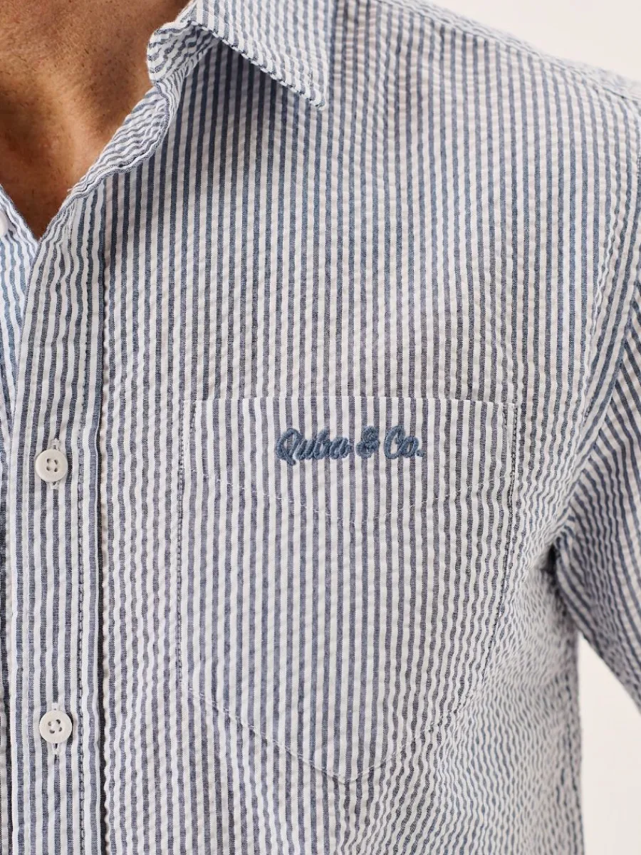 navy_and_white_striped_se_1.webp Quba & Co Navy And White Striped Seersucker Short Sleeve Shirt - Durst Online