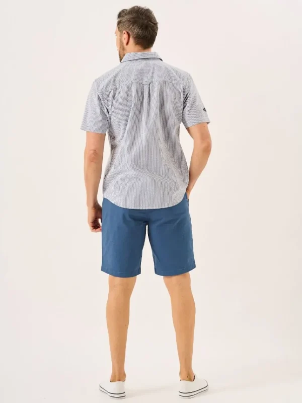 Quba & Co Navy And White Striped Seersucker Short Sleeve Shirt - Durst Online