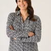 Quba & Co Navy And White Viscose Nautical Print Long Sleeve Shirt - Kelsie Clearance