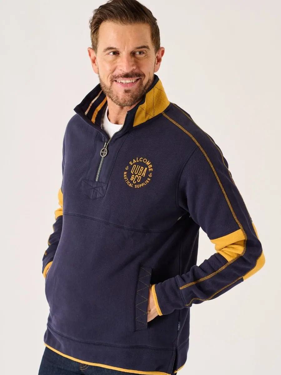 navy_and_yellow__zip_piqu_3.webp Quba & Co Navy And Yellow 1/4 Zip Pique Sweatshirt - Lundy Hot