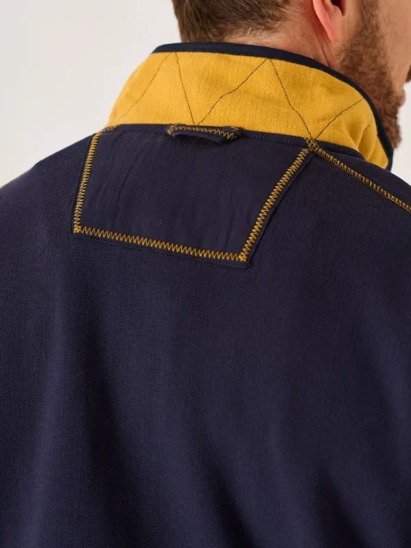 Quba & Co Navy And Yellow 1/4 Zip Pique Sweatshirt - Lundy Hot