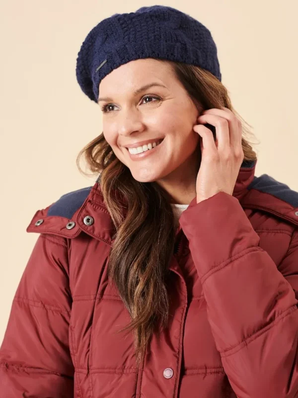Quba & Co Navy Cable Knit Beret Outlet