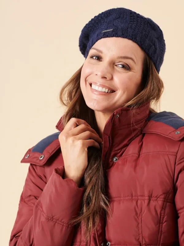 Quba & Co Navy Cable Knit Beret Outlet