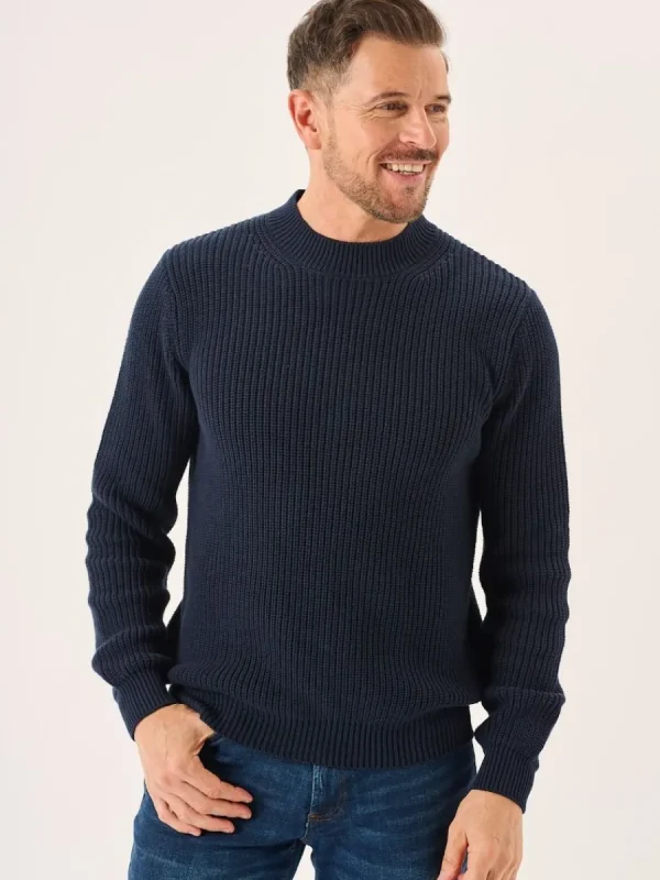 Quba & Co Navy Chunky Rib Knitted Lifestyle Jumper - Newfalls Discount