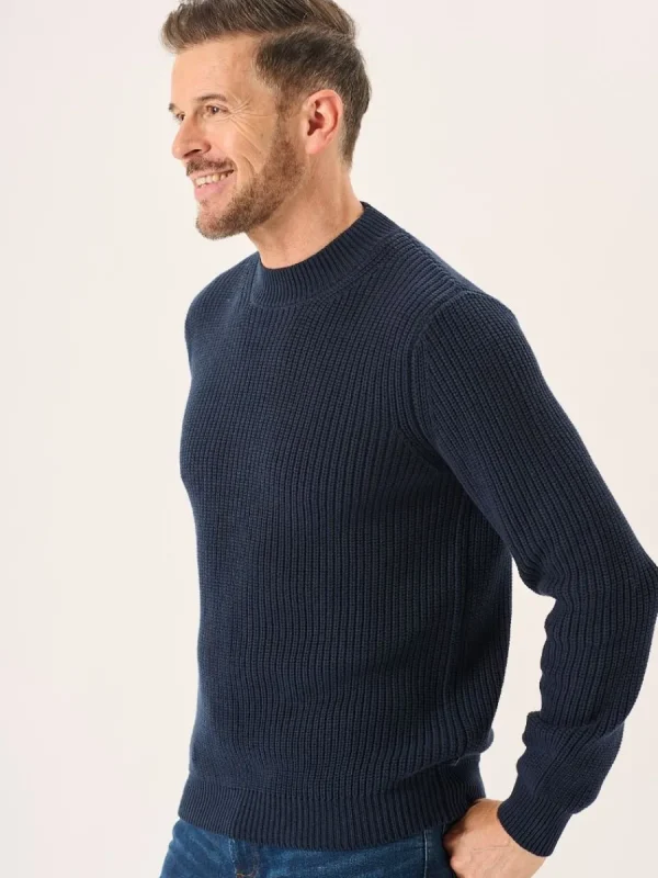 Quba & Co Navy Chunky Rib Knitted Lifestyle Jumper - Newfalls Discount