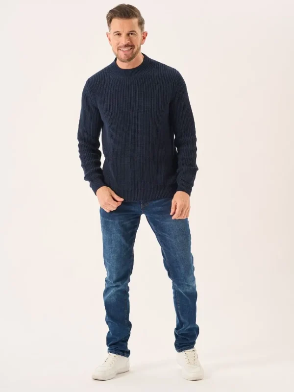 Quba & Co Navy Chunky Rib Knitted Lifestyle Jumper - Newfalls Discount