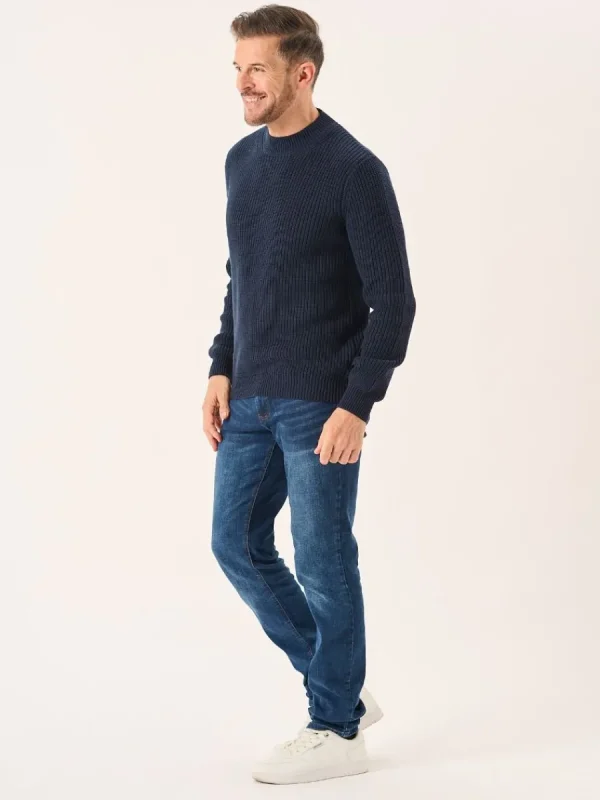 Quba & Co Navy Chunky Rib Knitted Lifestyle Jumper - Newfalls Discount