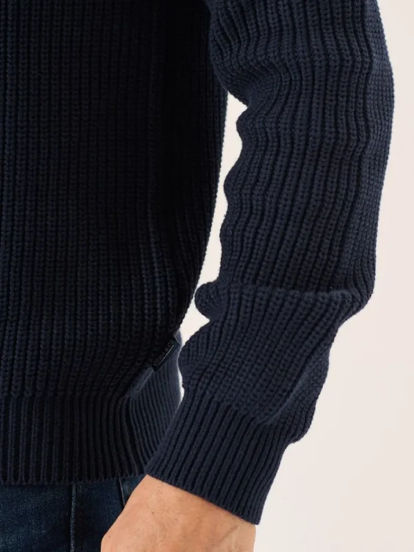 Quba & Co Navy Chunky Rib Knitted Lifestyle Jumper - Newfalls Discount