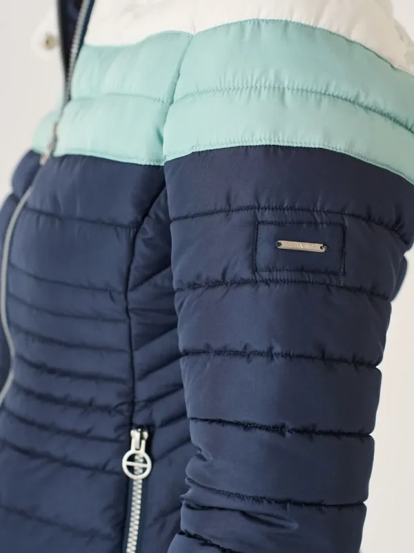 Quba & Co Navy Colour Block Short Quilted Jacket - Calina Fashion