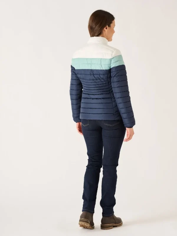 Quba & Co Navy Colour Block Short Quilted Jacket - Calina Fashion