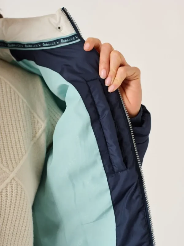 Quba & Co Navy Colour Block Short Quilted Jacket - Calina Fashion