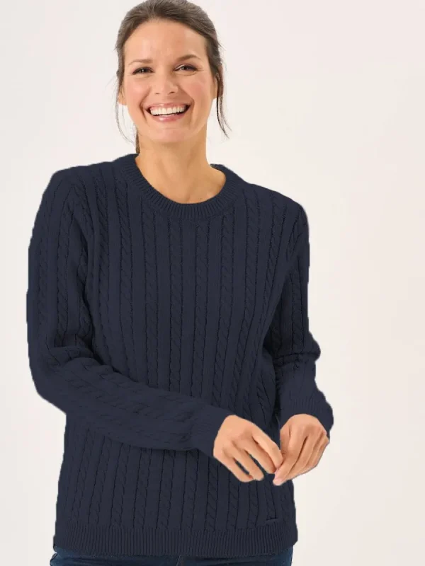 Quba & Co Navy Cotton Cable Knit Jumper - Calla Best