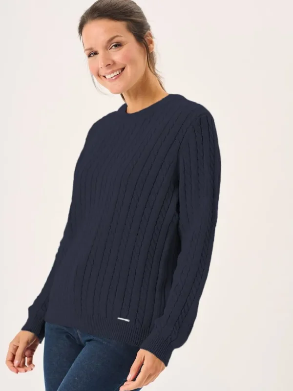 Quba & Co Navy Cotton Cable Knit Jumper - Calla Best