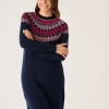 Quba & Co Navy Fairisle Knitted Lambswool Rich Dress - Felicia Clearance