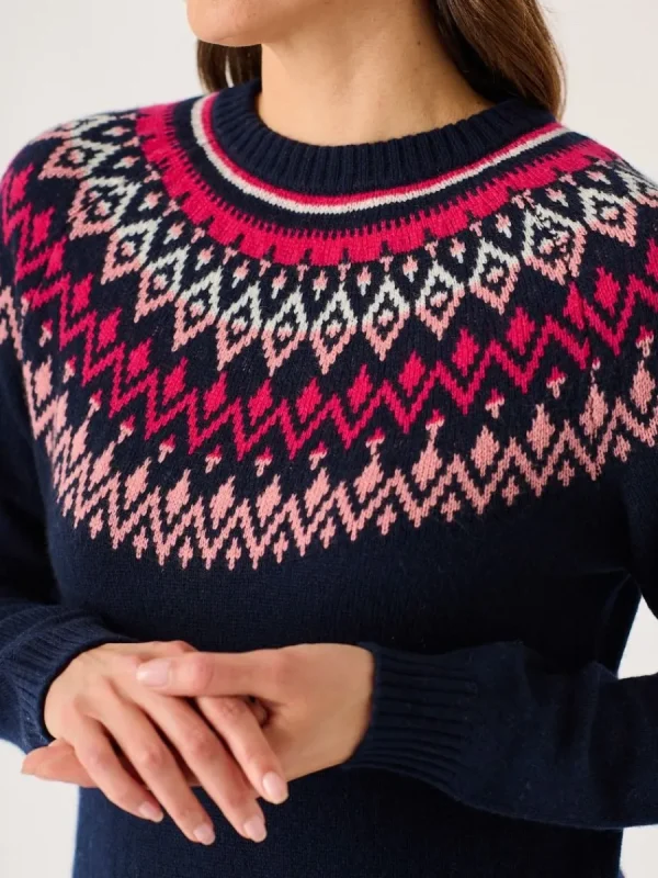 Quba & Co Navy Fairisle Knitted Lambswool Rich Dress - Felicia Clearance
