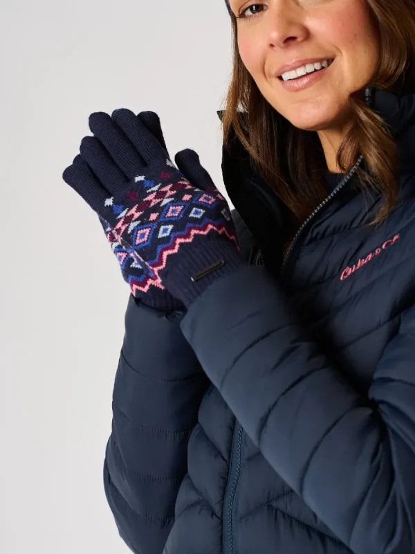 Quba & Co Navy Fairisle Warm Knitted Gloves - Gulls Sale