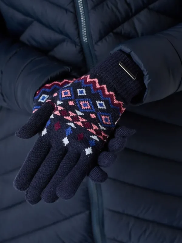 Quba & Co Navy Fairisle Warm Knitted Gloves - Gulls Sale