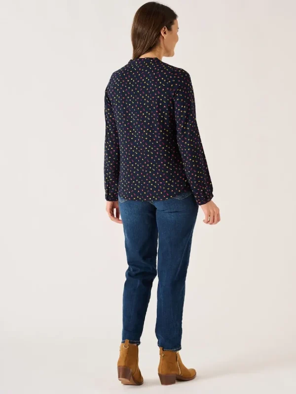 Quba & Co Navy Floral Print Long Sleeve Ditsy Top - Octavia Outlet