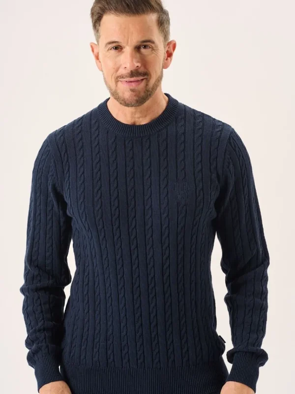 Quba & Co Navy Lifestyle Cable Knitted Jumper - Mondell Online