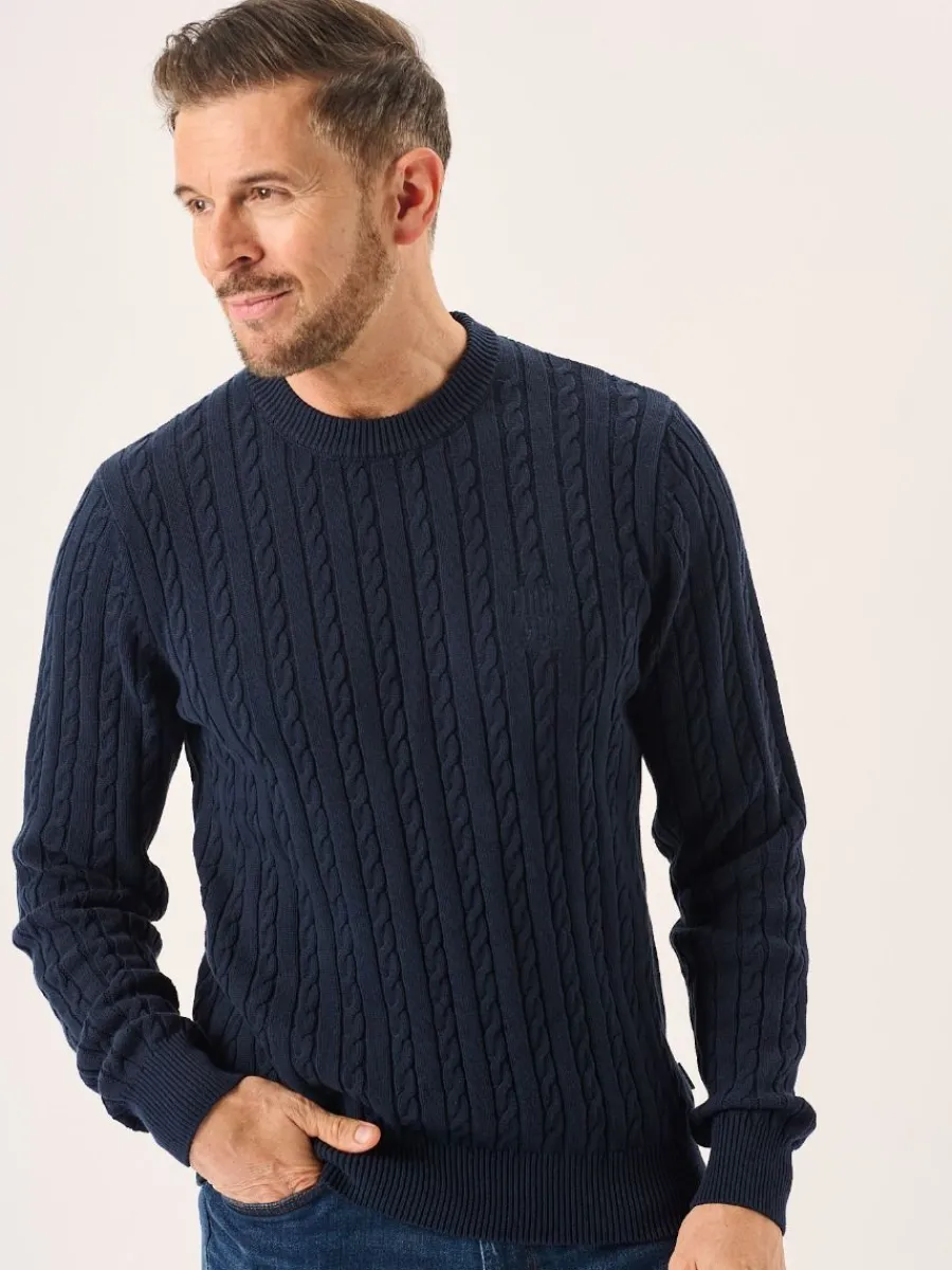navy_lifestyle_cable_knit_2.webp Quba & Co Navy Lifestyle Cable Knitted Jumper - Mondell Online
