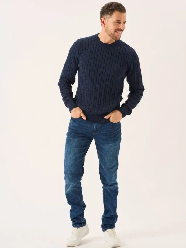 Quba & Co Navy Lifestyle Cable Knitted Jumper - Mondell Online