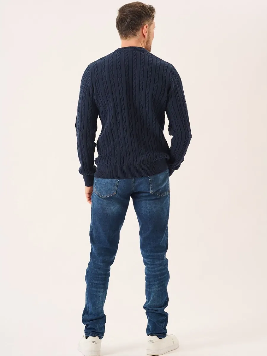 navy_lifestyle_cable_knit_5.webp Quba & Co Navy Lifestyle Cable Knitted Jumper - Mondell Online