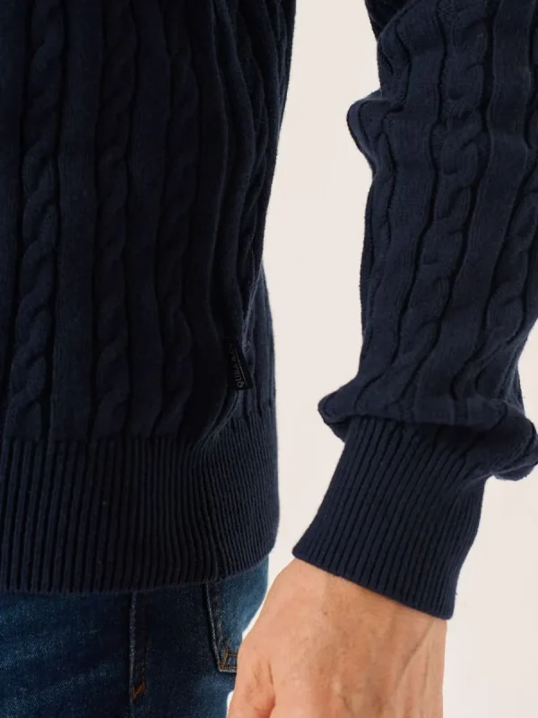 Quba & Co Navy Lifestyle Cable Knitted Jumper - Mondell Online