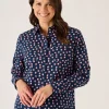 Quba & Co Navy Long Sleeve Pink And White Spot Print Shirt - Celina New