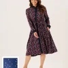 Quba & Co Navy Long Sleeve Spotted Shirt Dress - Dovima Outlet