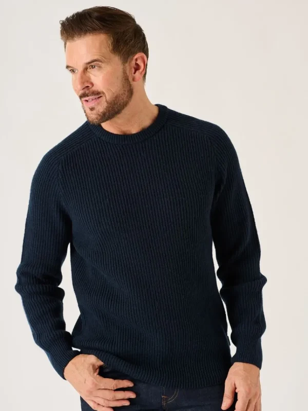 Quba & Co Navy Merino Rich Ribbed Lifestyle Jumper - Alderon New