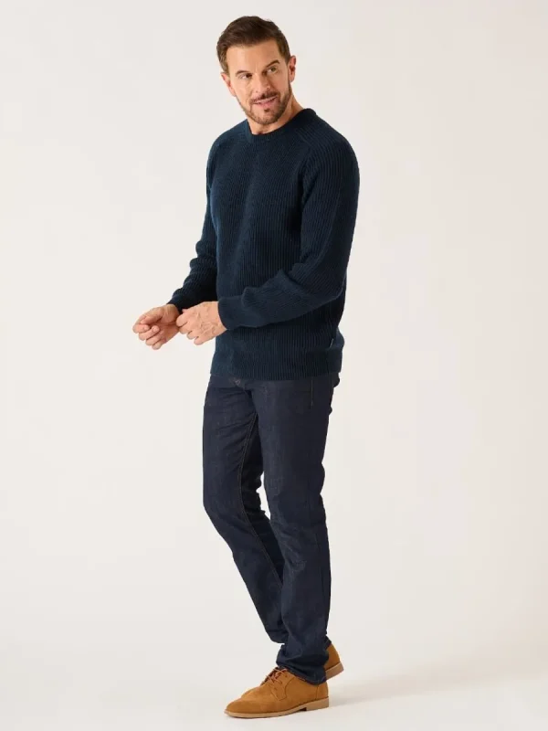Quba & Co Navy Merino Rich Ribbed Lifestyle Jumper - Alderon New