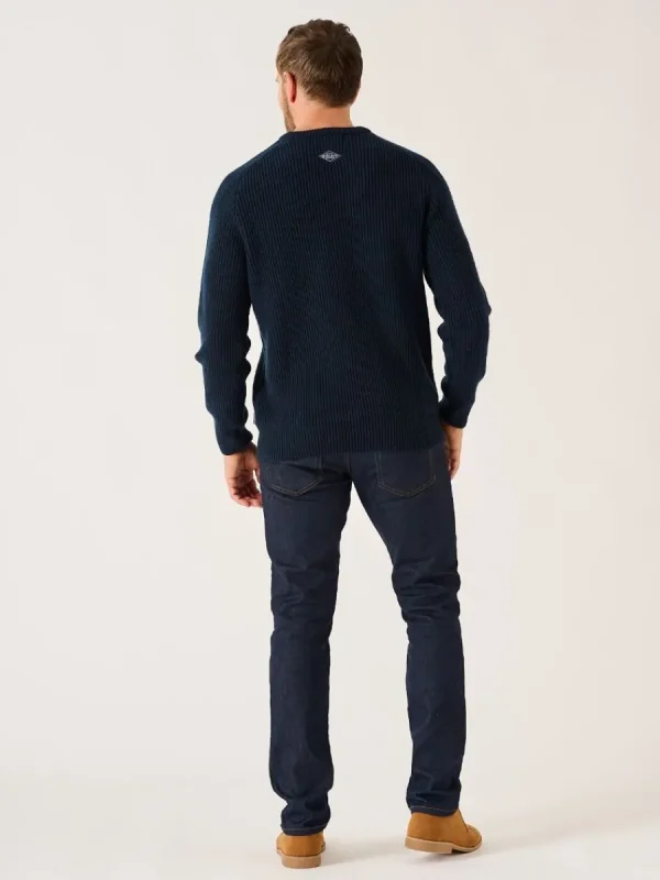 Quba & Co Navy Merino Rich Ribbed Lifestyle Jumper - Alderon New