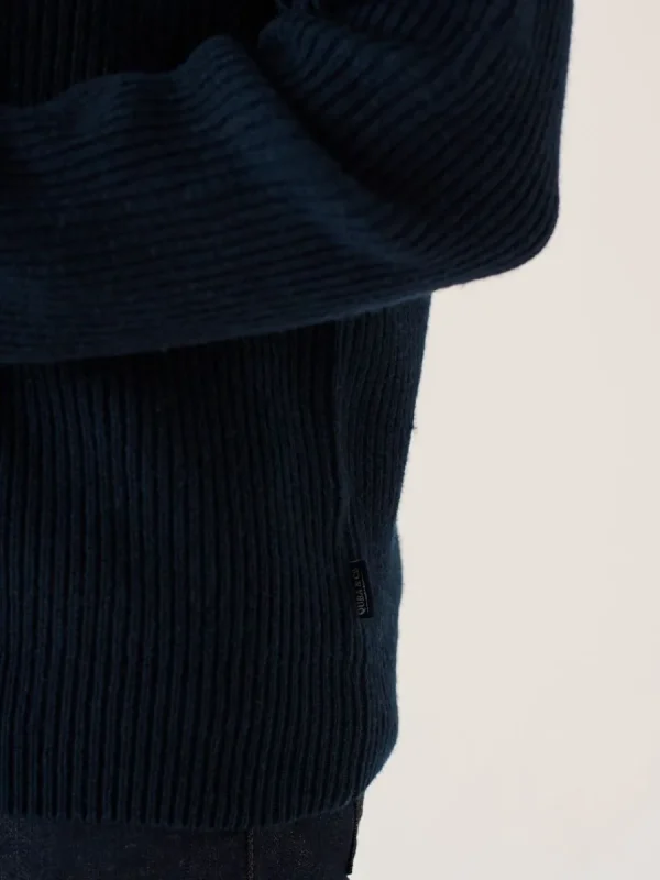 Quba & Co Navy Merino Rich Ribbed Lifestyle Jumper - Alderon New