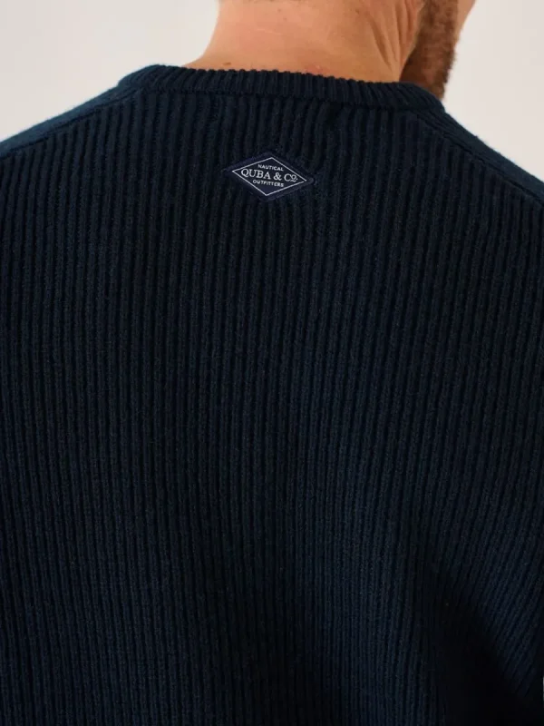 Quba & Co Navy Merino Rich Ribbed Lifestyle Jumper - Alderon New