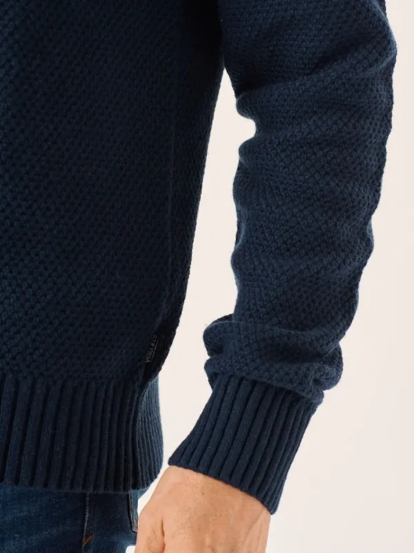 Quba & Co Navy Merino Rich Zip Neck Lifestyle jumper - Kloof New
