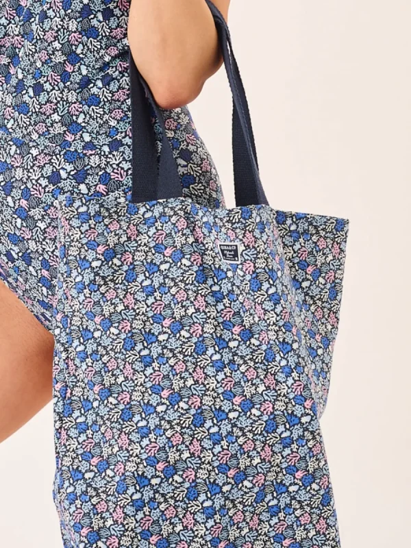 Quba & Co Navy Nautical Coral Print Tote Bag - Tawny Hot