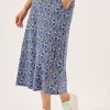 Quba & Co Navy Nautical Print Jersey Midi Skirt - Loulou Discount