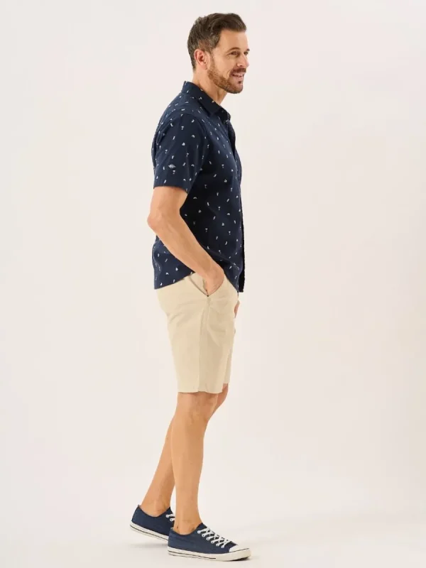 Quba & Co Navy Nautical Print Seersucker Short Sleeve Shirt - Ashton Fashion