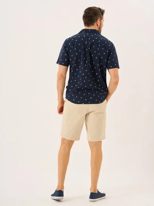 Quba & Co Navy Nautical Print Seersucker Short Sleeve Shirt - Ashton Fashion