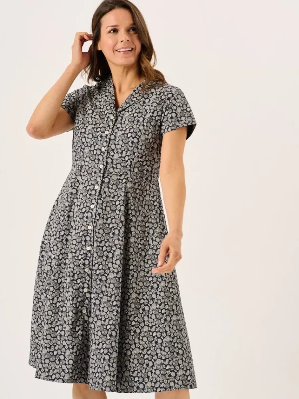 Quba & Co Navy Nautical Print Short Sleeve Midi Dress - Melissa Discount