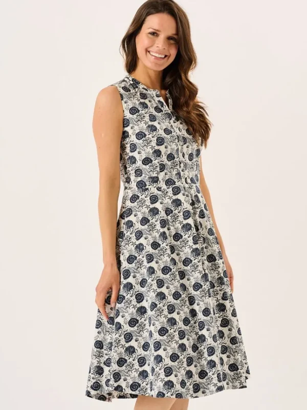 Quba & Co Navy Nautical Print Sleeveless Midi Dress - Tabitha Clearance