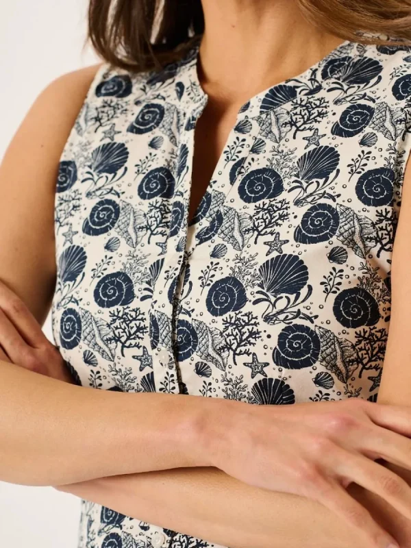 Quba & Co Navy Nautical Print Sleeveless Midi Dress - Tabitha Clearance