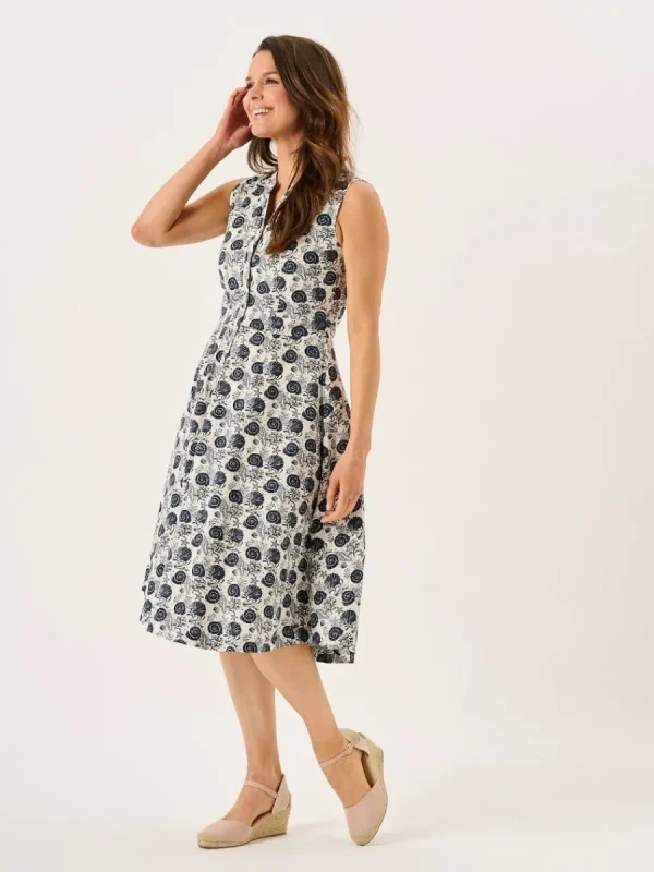 Quba & Co Navy Nautical Print Sleeveless Midi Dress - Tabitha Clearance