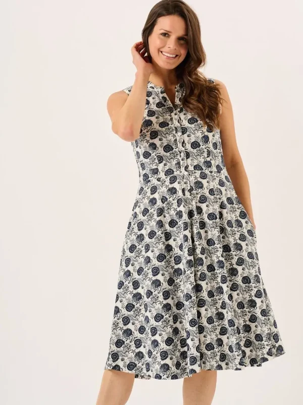 Quba & Co Navy Nautical Print Sleeveless Midi Dress - Tabitha Clearance